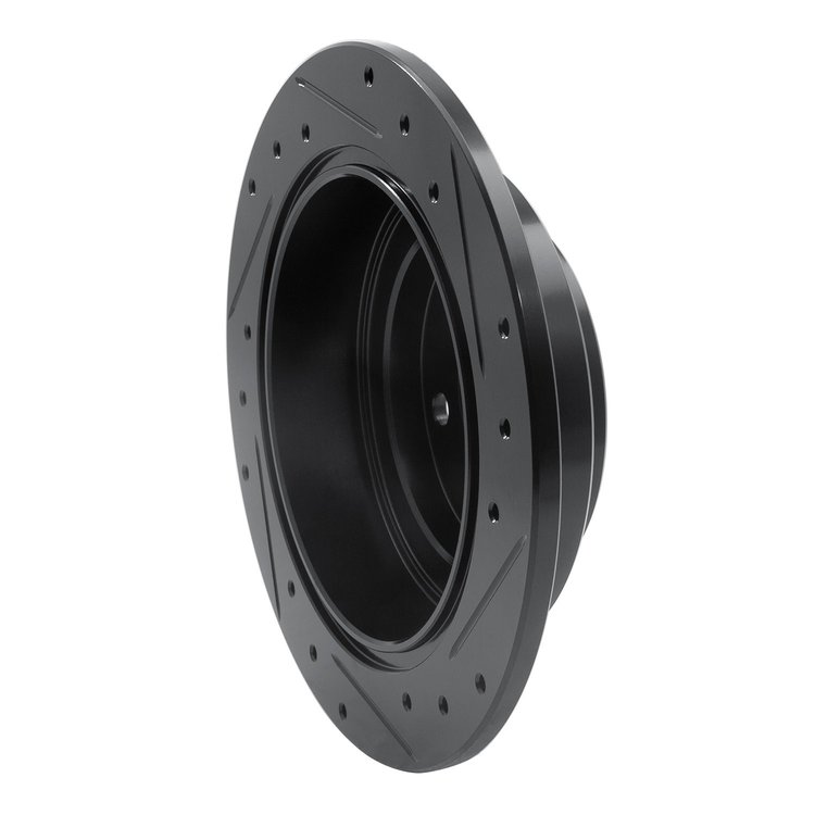 E-Line Drilled & Slotted Black Brake Rotor, 1990-2008 Fits Multiple Makes/Models, Position: Rear Left