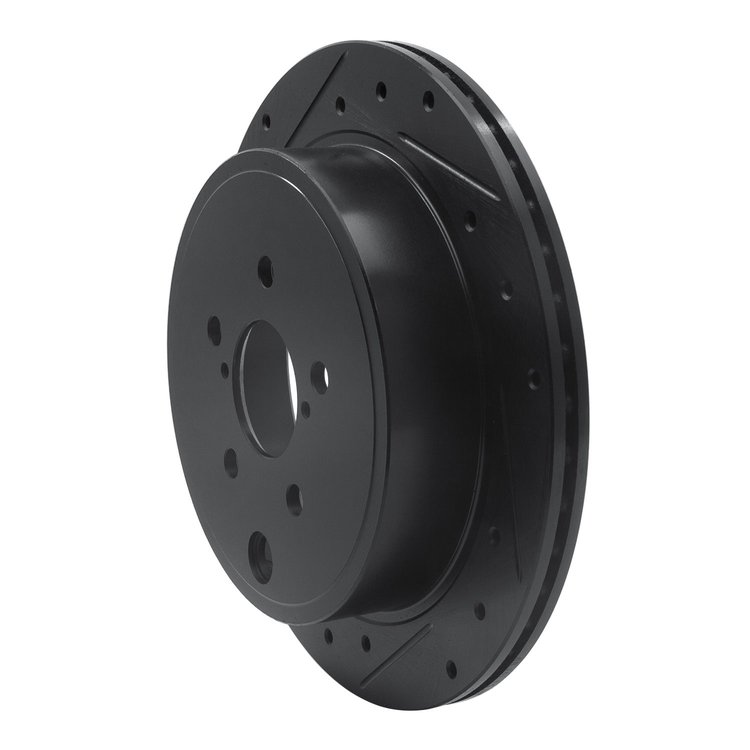 E-Line Drilled & Slotted Black Brake Rotor, Fits Select Fits Multiple Makes/Models, Position: Rear Left