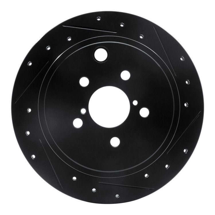 E-Line Drilled & Slotted Black Brake Rotor, Fits Select Fits Multiple Makes/Models, Position: Rear Right