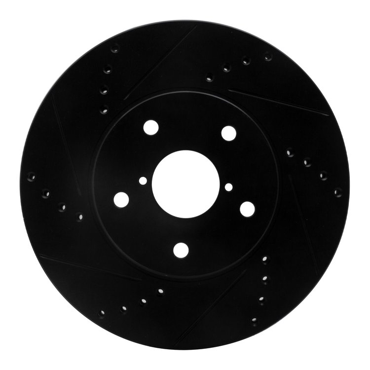 E-Line Drilled & Slotted Black Brake Rotor, 2015-2019 Subaru, Position: Front Left
