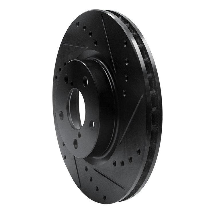 E-Line Drilled & Slotted Black Brake Rotor, Fits Select Subaru, Position: Front Right