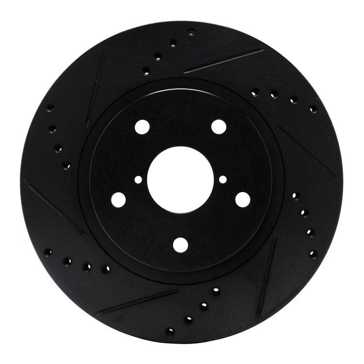 E-Line Drilled & Slotted Black Brake Rotor, Fits Select Subaru, Position: Front Left