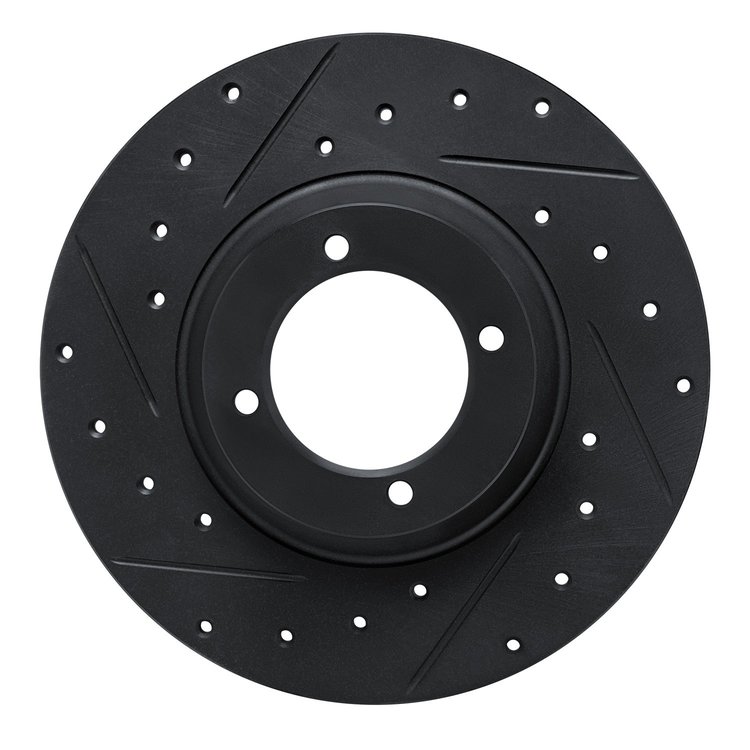 E-Line Drilled & Slotted Black Brake Rotor, 1961-1976 Fits Multiple Makes/Models, Position: Front Left