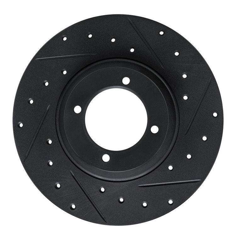 E-Line Drilled & Slotted Black Brake Rotor, 1961-1976 Fits Multiple Makes/Models, Position: Front Right