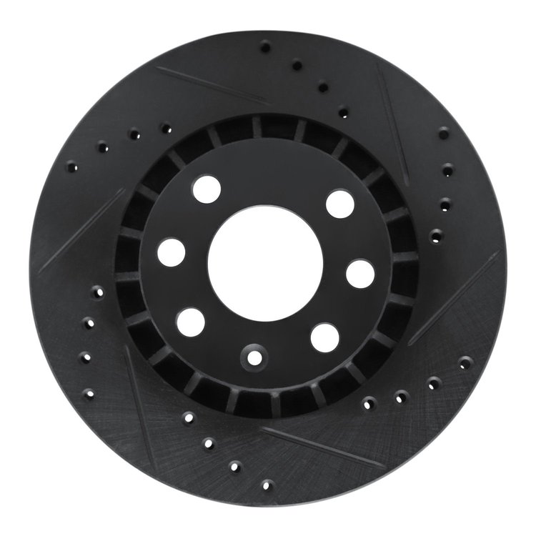 E-Line Drilled & Slotted Black Brake Rotor, 1988-2002 GM, Position: Front Right