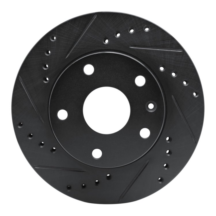 E-Line Drilled & Slotted Black Brake Rotor, 1999-2002 GM, Position: Front Left