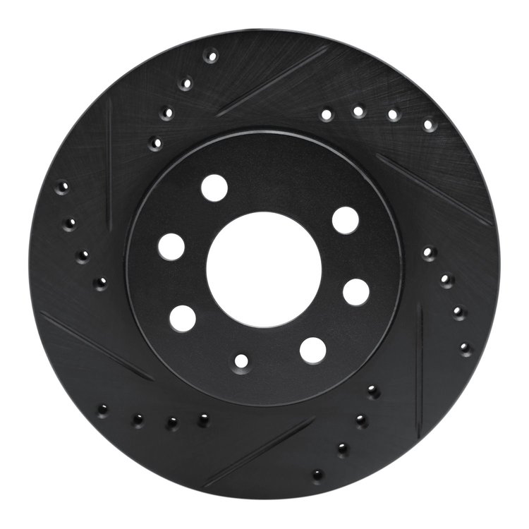 E-Line Drilled & Slotted Black Brake Rotor, 1999-1999 GM, Position: Front Left