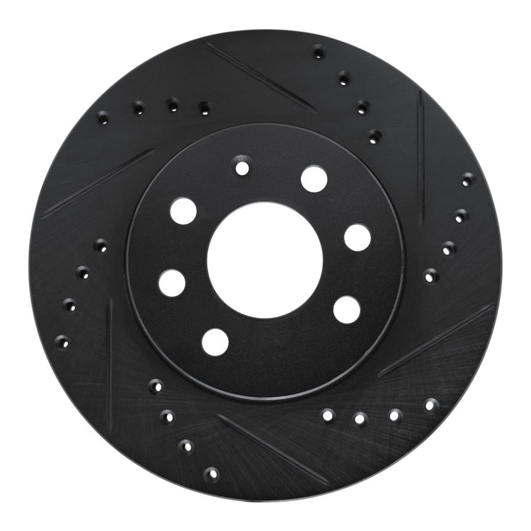 E-Line Drilled & Slotted Black Brake Rotor, 1999-1999 GM, Position: Front Right