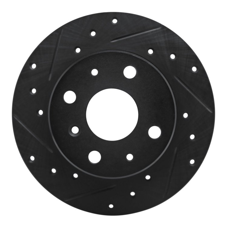 E-Line Drilled & Slotted Black Brake Rotor, 1988-1992 GM, Position: Front Left