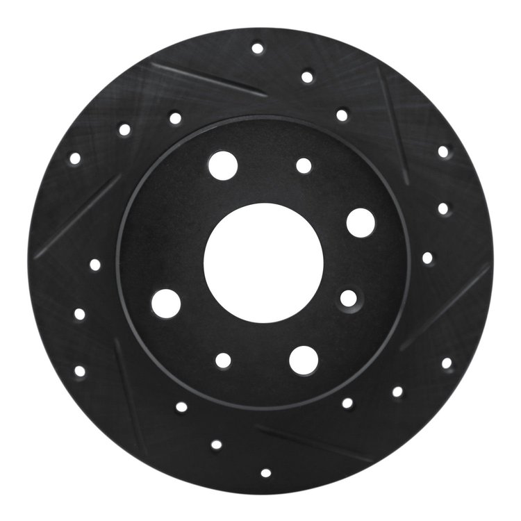 E-Line Drilled & Slotted Black Brake Rotor, 1988-1992 GM, Position: Front Right