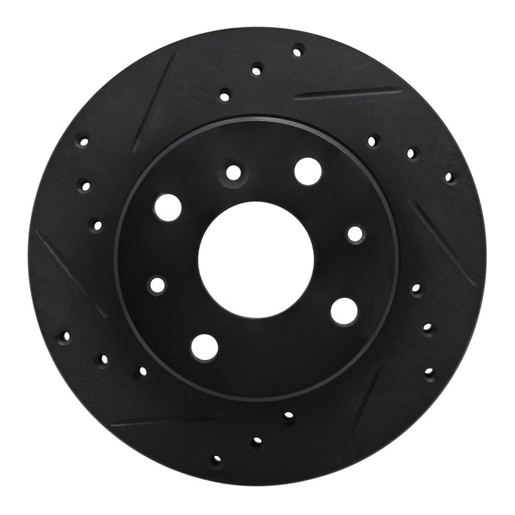 E-Line Drilled & Slotted Black Brake Rotor, 1988-1992 GM, Position: Front Left