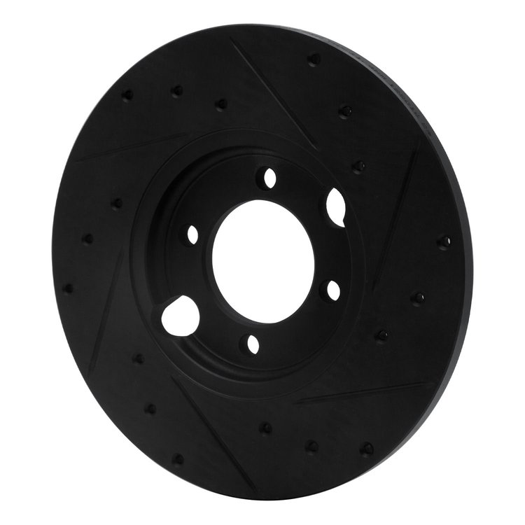 E-Line Drilled & Slotted Black Brake Rotor, 1983-1993 Jaguar, Position: Rear Left