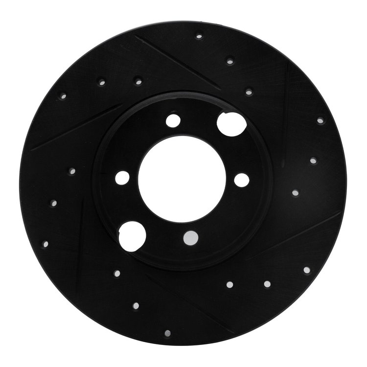 E-Line Drilled & Slotted Black Brake Rotor, 1983-1993 Jaguar, Position: Rear Right
