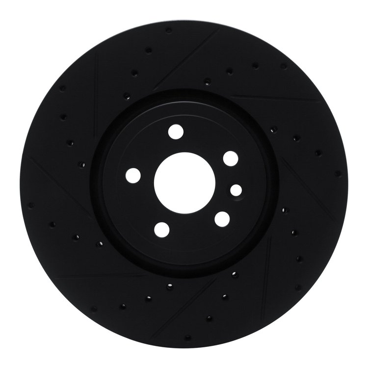 E-Line Drilled & Slotted Black Brake Rotor, 2017-2020 Fits Multiple Makes/Models, Position: Front Left