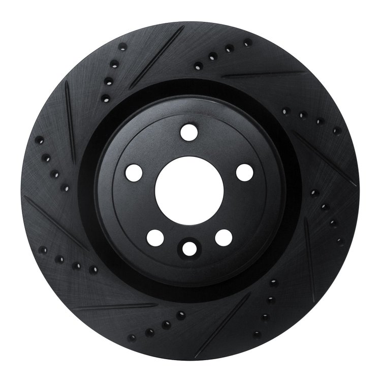 E-Line Drilled & Slotted Black Brake Rotor, 2017-2020 Fits Multiple Makes/Models, Position: Rear Left
