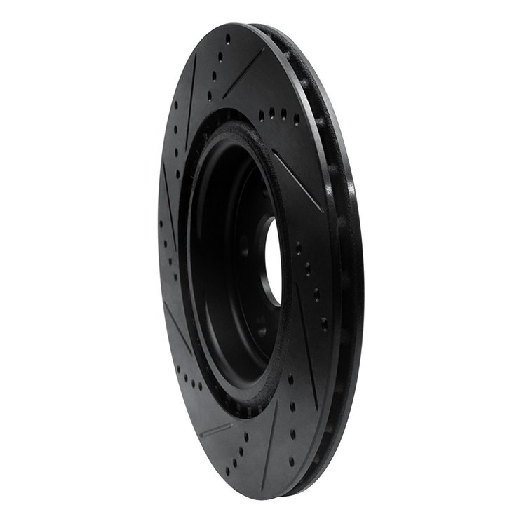 E-Line Drilled & Slotted Black Brake Rotor, 2017-2020 Fits Multiple Makes/Models, Position: Rear Right