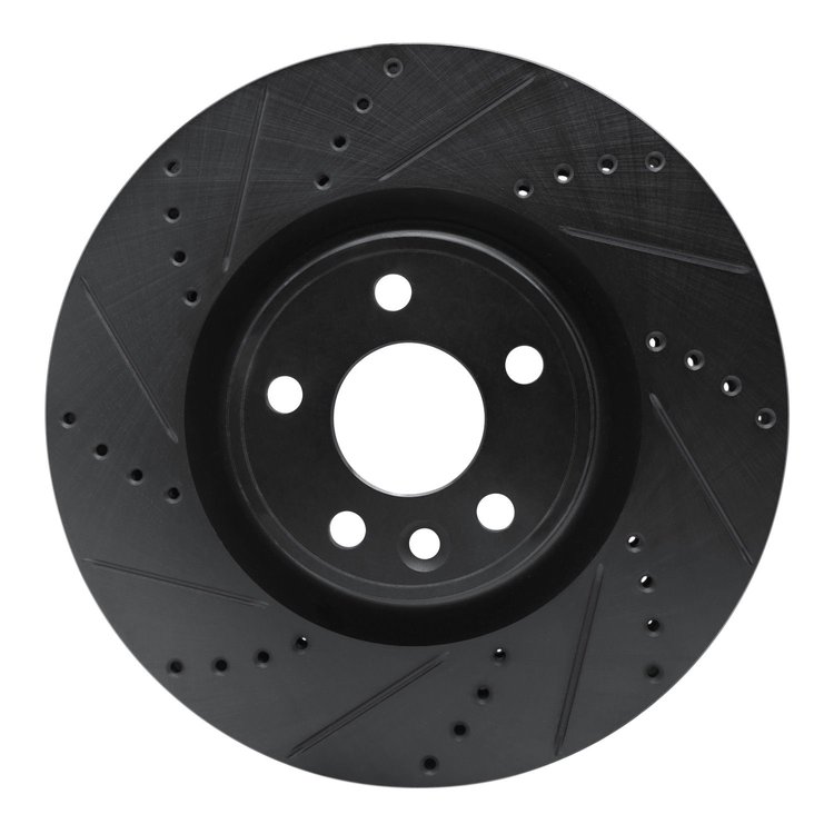 E-Line Drilled & Slotted Black Brake Rotor, 2020-2020 Fits Multiple Makes/Models, Position: Front Left