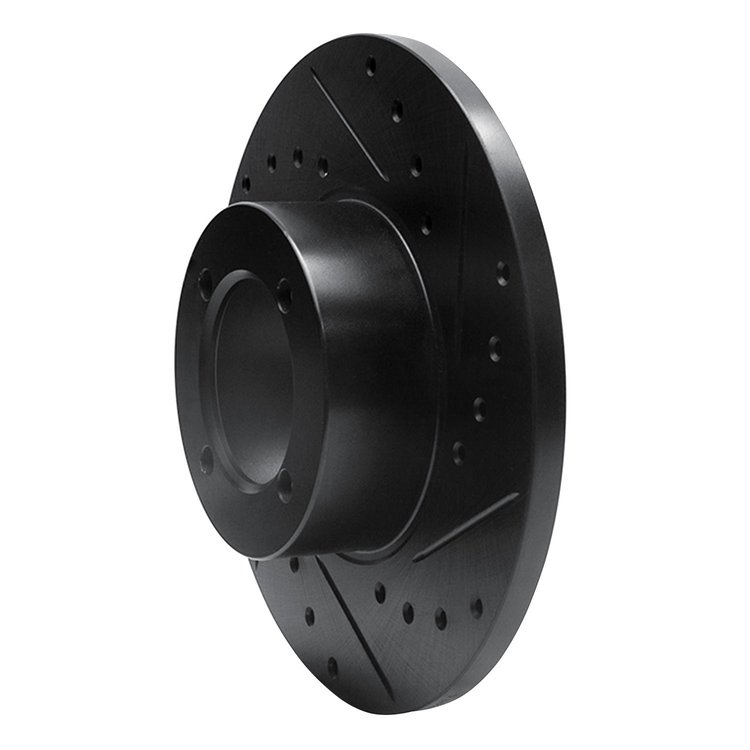 E-Line Drilled & Slotted Black Brake Rotor, 1974-1979 Fits Multiple Makes/Models, Position: Front Right