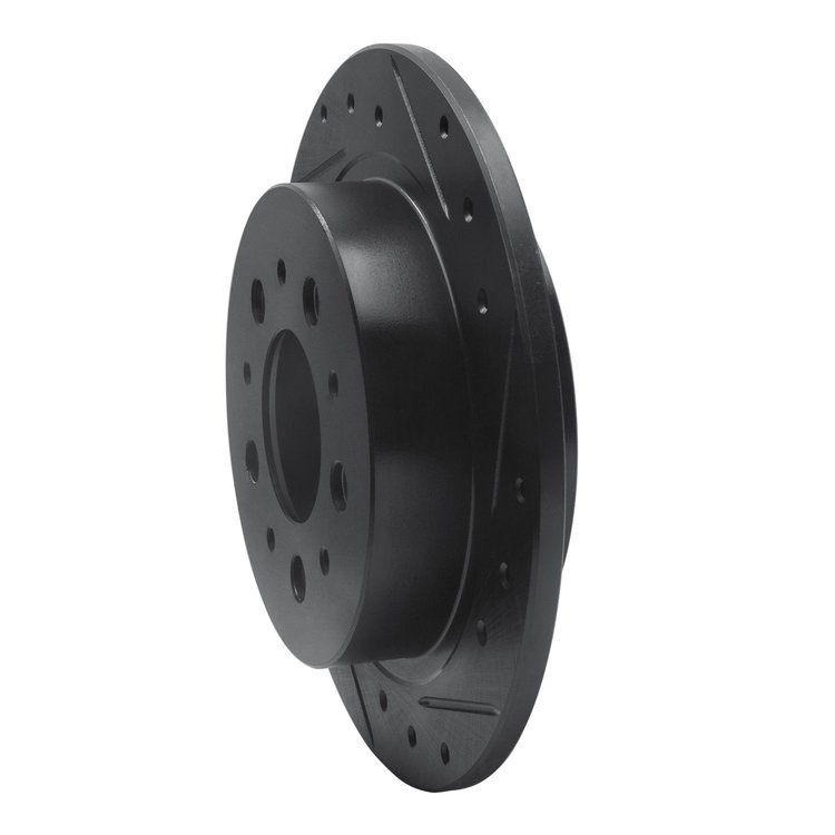 E-Line Drilled & Slotted Black Brake Rotor, 1995-1997 Volvo, Position: Rear Right