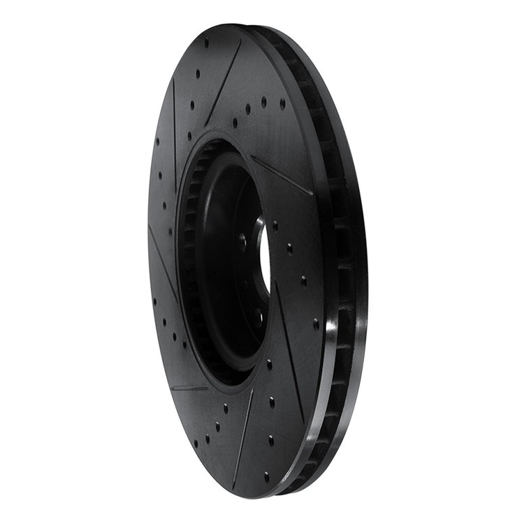 E-Line Drilled & Slotted Black Brake Rotor, Fits Select Fits Multiple Makes/Models, Position: Front Right