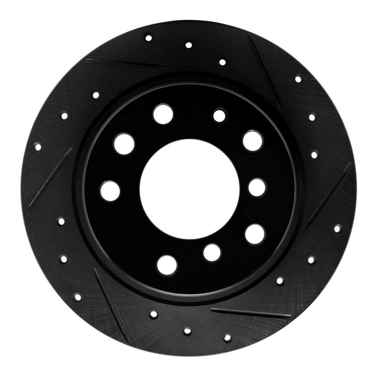 E-Line Drilled & Slotted Black Brake Rotor, 1969-1981 BMW, Position: Rear Right