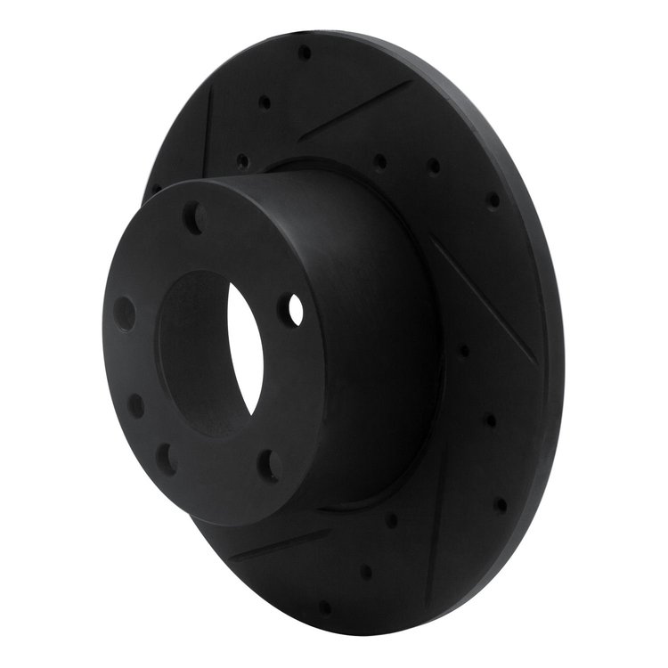 E-Line Drilled & Slotted Black Brake Rotor, 1976-1976 BMW, Position: Front Left