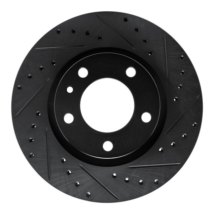 E-Line Drilled & Slotted Black Brake Rotor, 1987-1988 BMW, Position: Front Right
