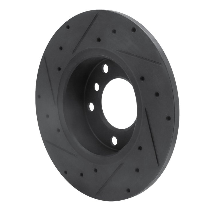 E-Line Drilled & Slotted Black Brake Rotor, 1995-1998 BMW, Position: Front Right
