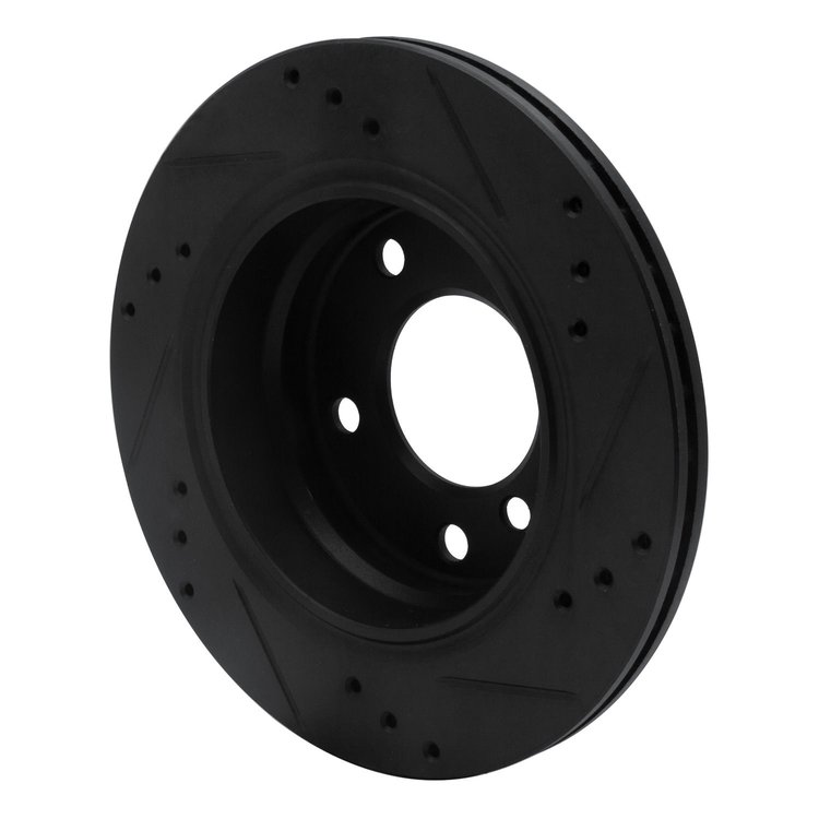 E-Line Drilled & Slotted Black Brake Rotor, 1996-2005 BMW, Position: Rear Left