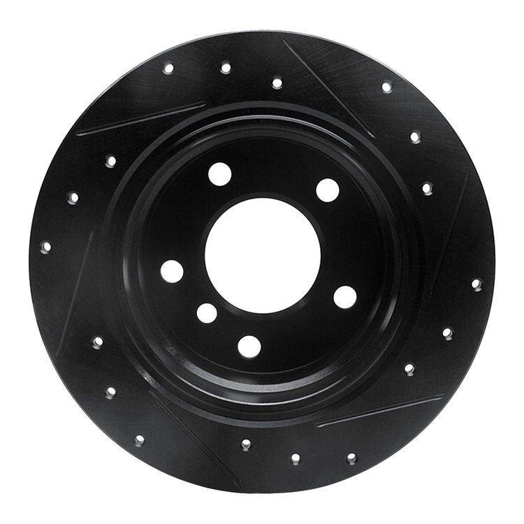 E-Line Drilled & Slotted Black Brake Rotor, 1996-2002 BMW, Position: Rear Left