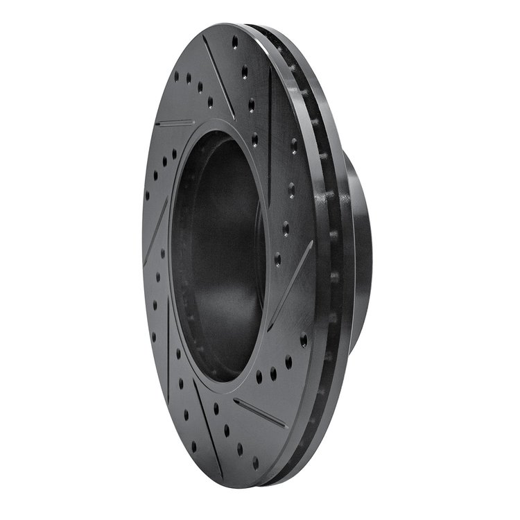 E-Line Drilled & Slotted Black Brake Rotor, 2006-2013 BMW, Position: Front Left