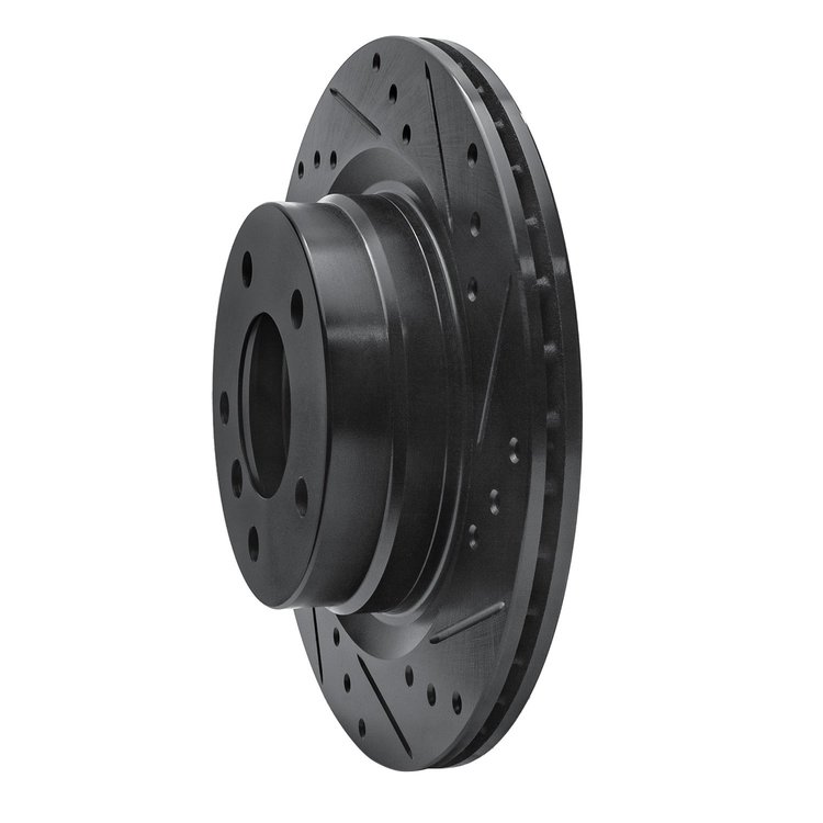 E-Line Drilled & Slotted Black Brake Rotor, 2006-2013 BMW, Position: Rear Right