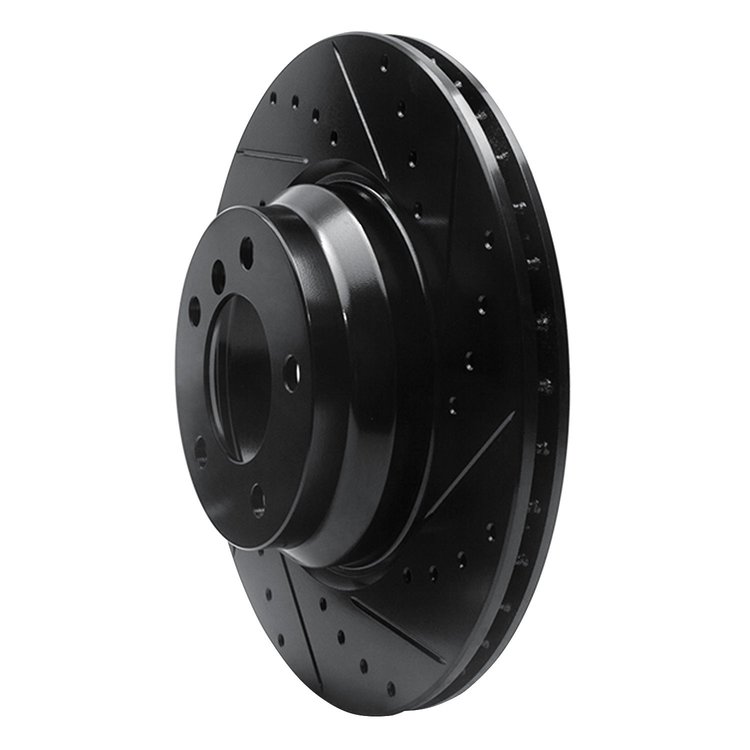 E-Line Drilled & Slotted Black Brake Rotor, 2006-2012 BMW, Position: Front Right
