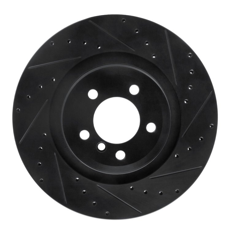 E-Line Drilled & Slotted Black Brake Rotor, 2007-2008 BMW, Position: Rear Right