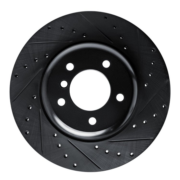 E-Line Drilled & Slotted Black Brake Rotor, 2009-2016 BMW, Position: Front Right