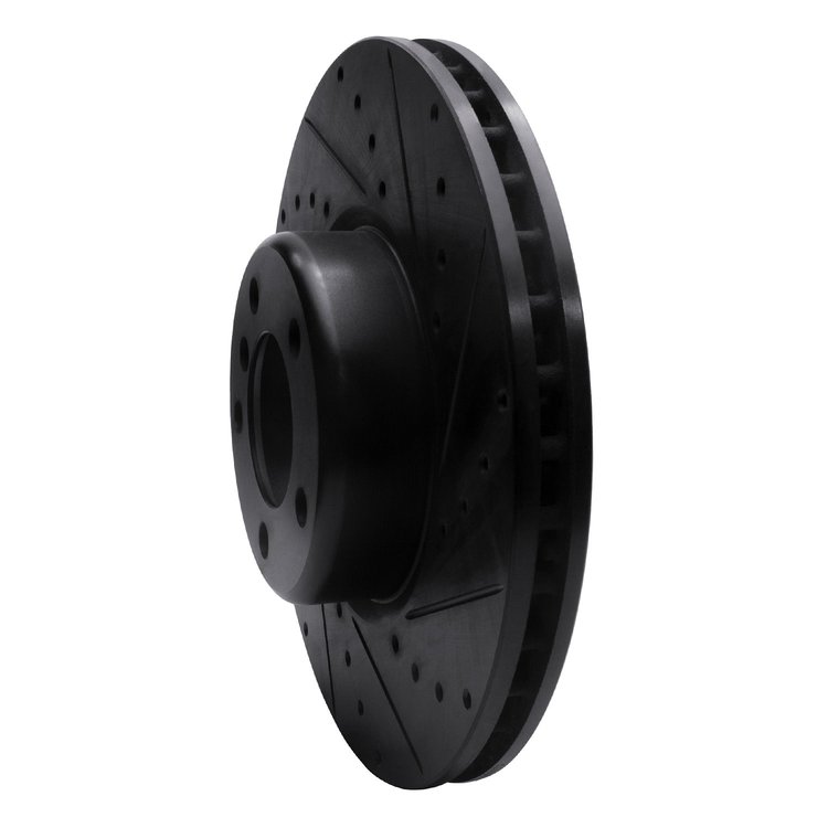 E-Line Drilled & Slotted Black Brake Rotor, 2012-2021 BMW, Position: Front Right