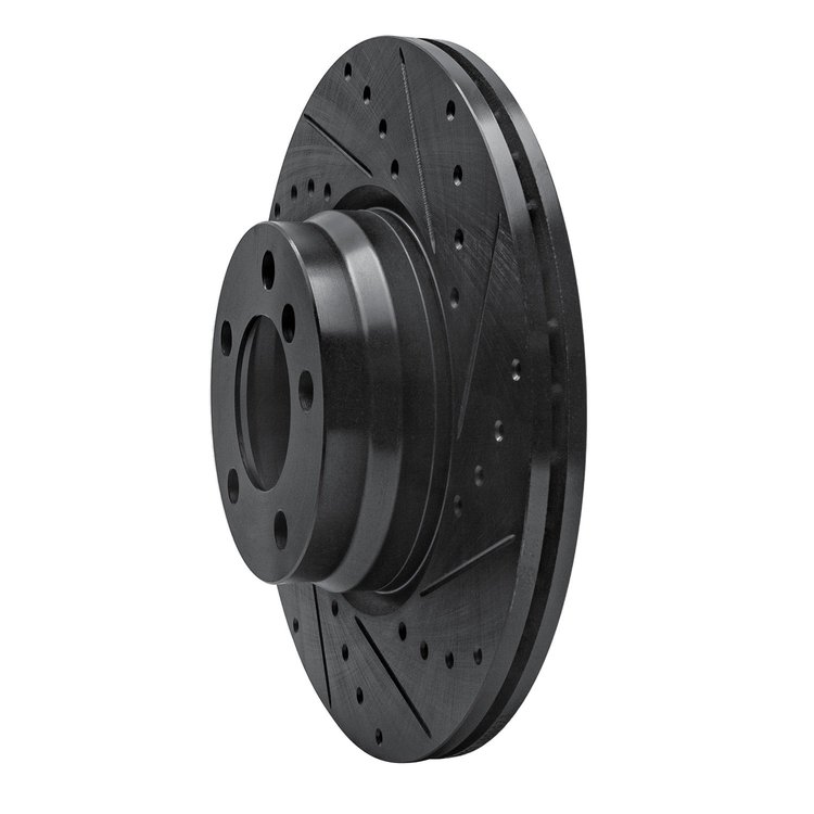 E-Line Drilled & Slotted Black Brake Rotor, 2012-2018 BMW, Position: Front Right