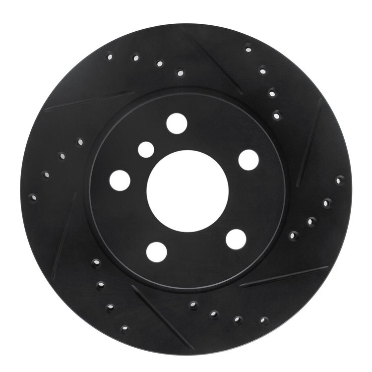 E-Line Drilled & Slotted Black Brake Rotor, 2014-2021 BMW, Position: Front Right