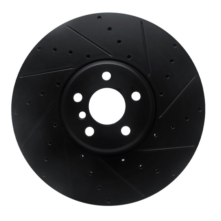 E-Line Drilled & Slotted Black Brake Rotor, Fits Select BMW, Position: Right Front