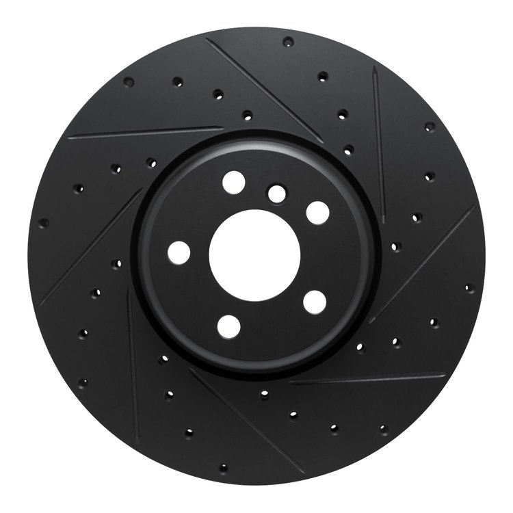 E-Line Drilled & Slotted Black Brake Rotor, Fits Select Fits Multiple Makes/Models, Position: Left Front