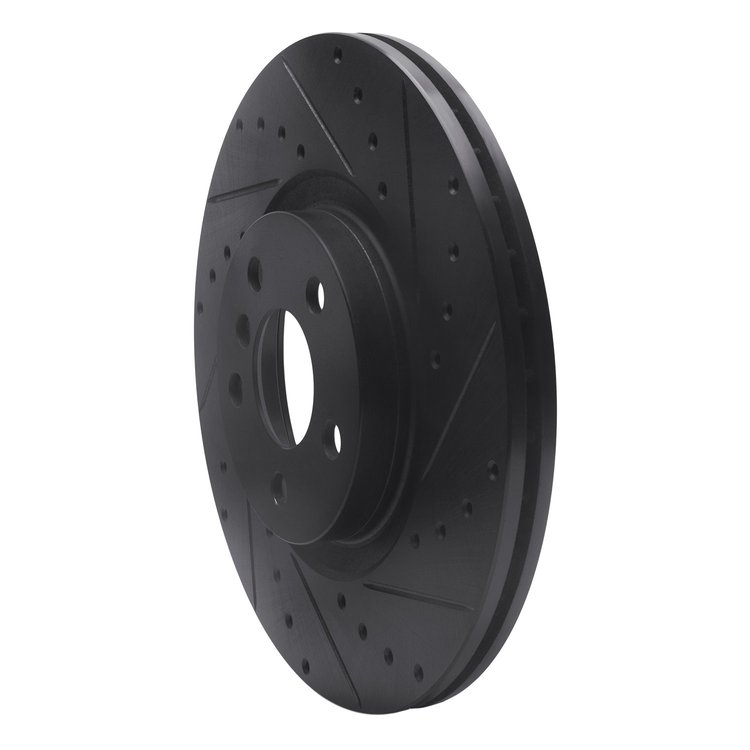 E-Line Drilled & Slotted Black Brake Rotor, Fits Select Fits Multiple Makes/Models, Position: Front Right