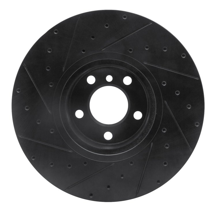 E-Line Drilled & Slotted Black Brake Rotor, 2016-2018 BMW, Position: Right Front