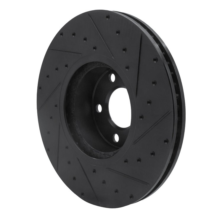 E-Line Drilled & Slotted Black Brake Rotor, 2016-2018 BMW, Position: Left Front