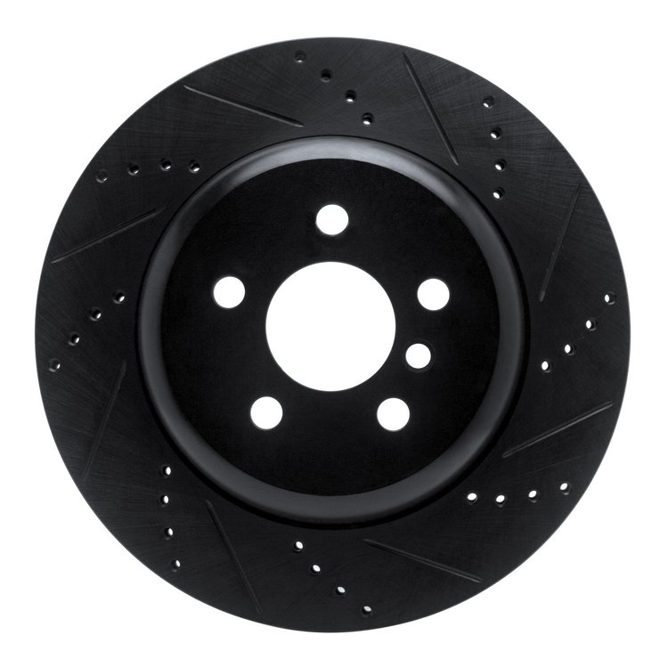 E-Line Drilled & Slotted Black Brake Rotor, Fits Select Fits Multiple Makes/Models, Position: Rear Left