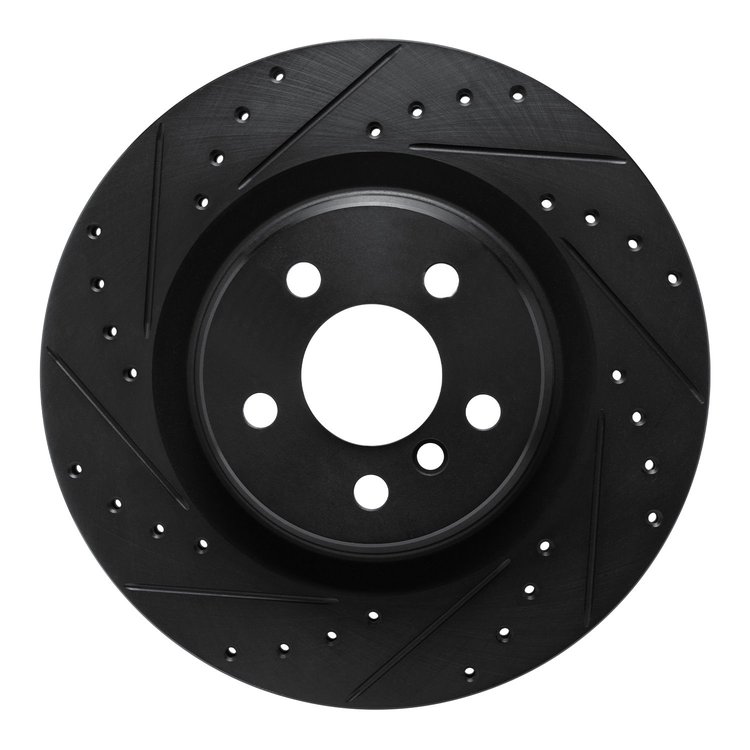 E-Line Drilled & Slotted Black Brake Rotor, Fits Select Fits Multiple Makes/Models, Position: Rear Left