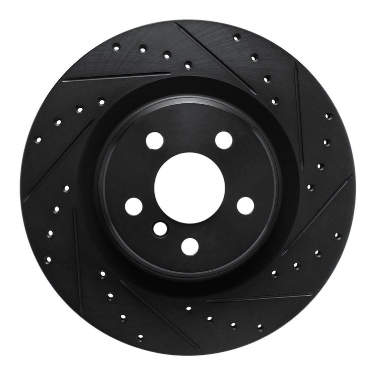 E-Line Drilled & Slotted Black Brake Rotor, Fits Select Fits Multiple Makes/Models, Position: Rear Right