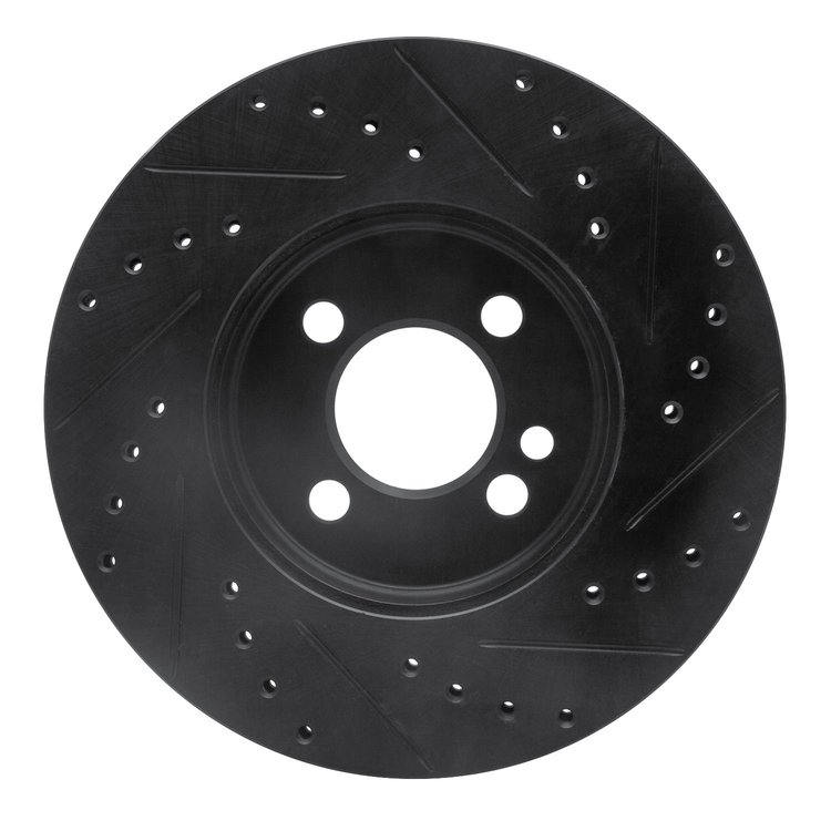 E-Line Drilled & Slotted Black Brake Rotor, 2007-2015 Mini, Position: Front Left