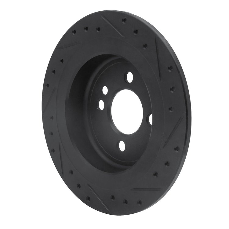 E-Line Drilled & Slotted Black Brake Rotor, 2009-2014 Mini, Position: Rear Left