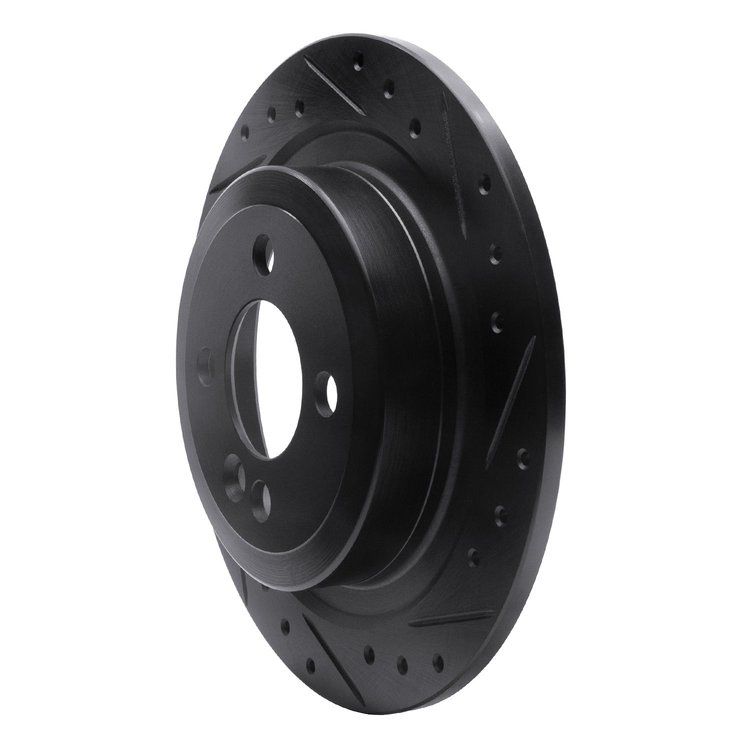 E-Line Drilled & Slotted Black Brake Rotor, 2009-2014 Mini, Position: Rear Right