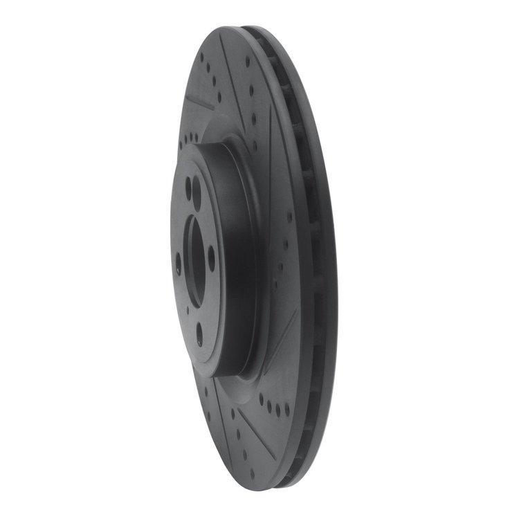 E-Line Drilled & Slotted Black Brake Rotor, 2009-2014 Mini, Position: Front Right